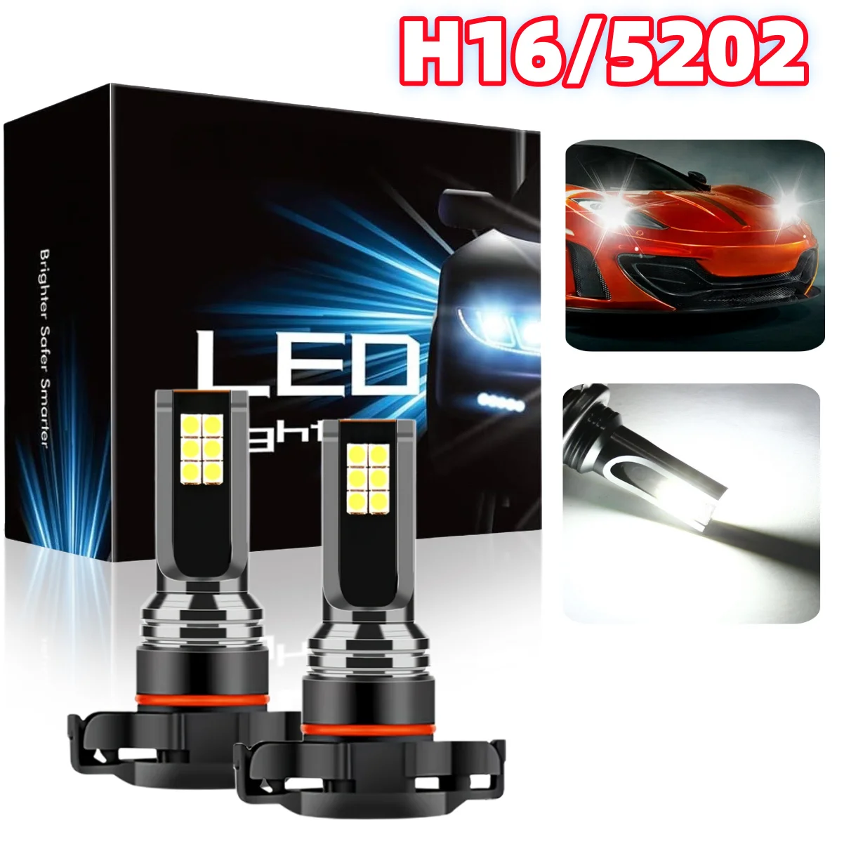 2개 5202/H16 LED 안개등 전구, 쉐보레 실버라도 1500 2500HD 2007-2015, 6000K 쿨 화이트에 적합