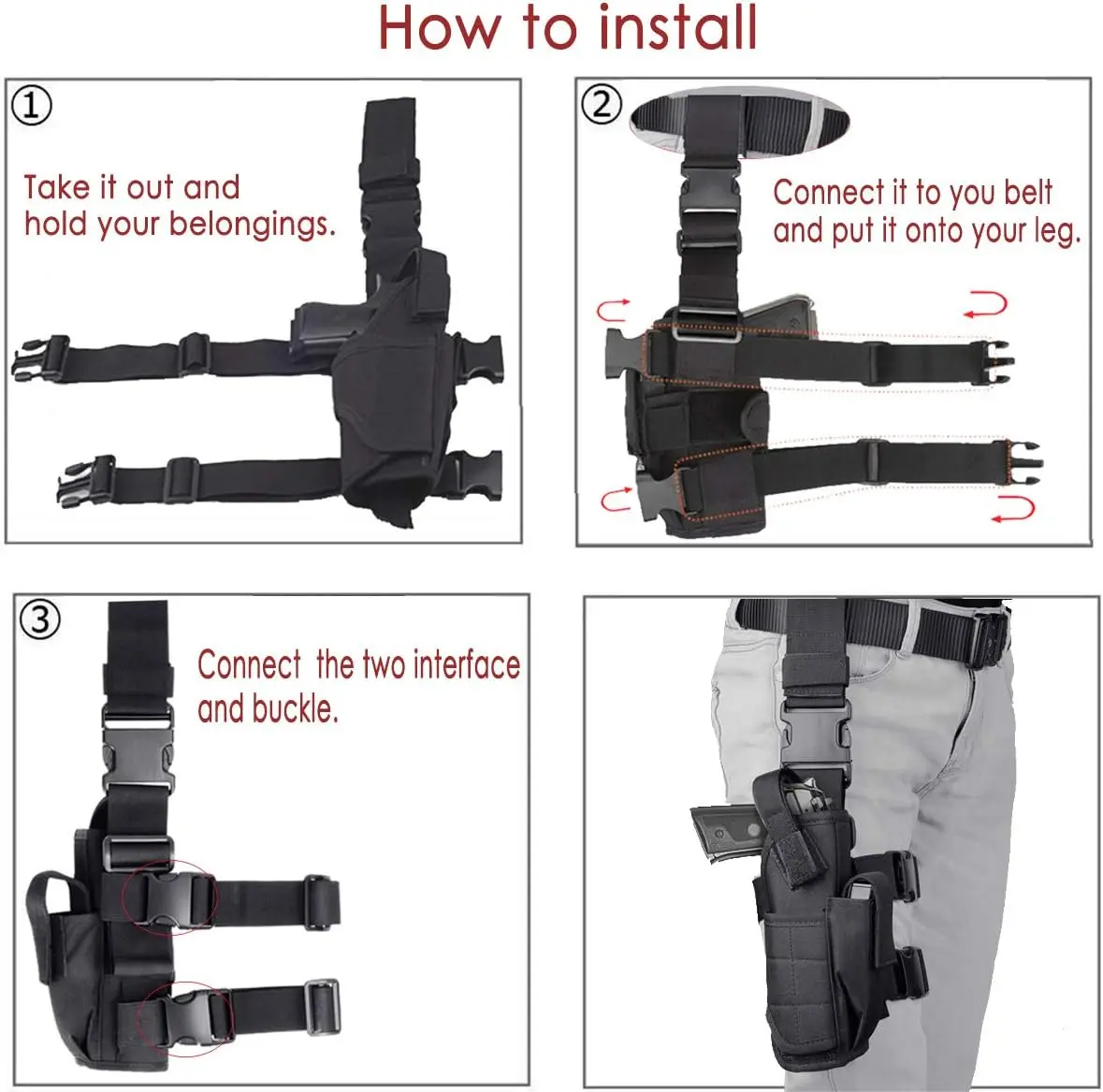 Adjustable Tactical Leg Gun Holster with Pouch