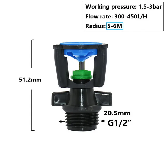 360 Degree Rotating Jet Sprinklers Double Outlet Rocker Nozzles1/2" Male Thread For Garden Farm Lawn Irrigation 3