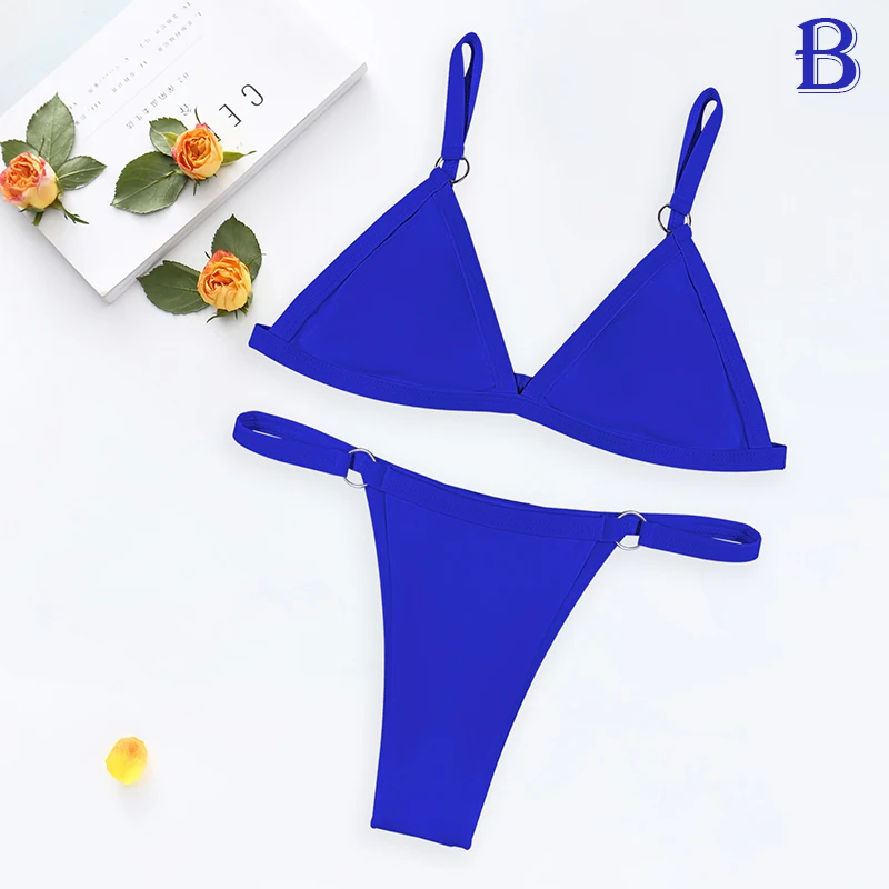 Women's Swimwear Sexy V Neck Bikini Set Beachwear Biquini Two Piece Summer Swim Suits Thong Bathing Suit 2022 Brazilian Swimsuit triangle bikini set Bikini Sets