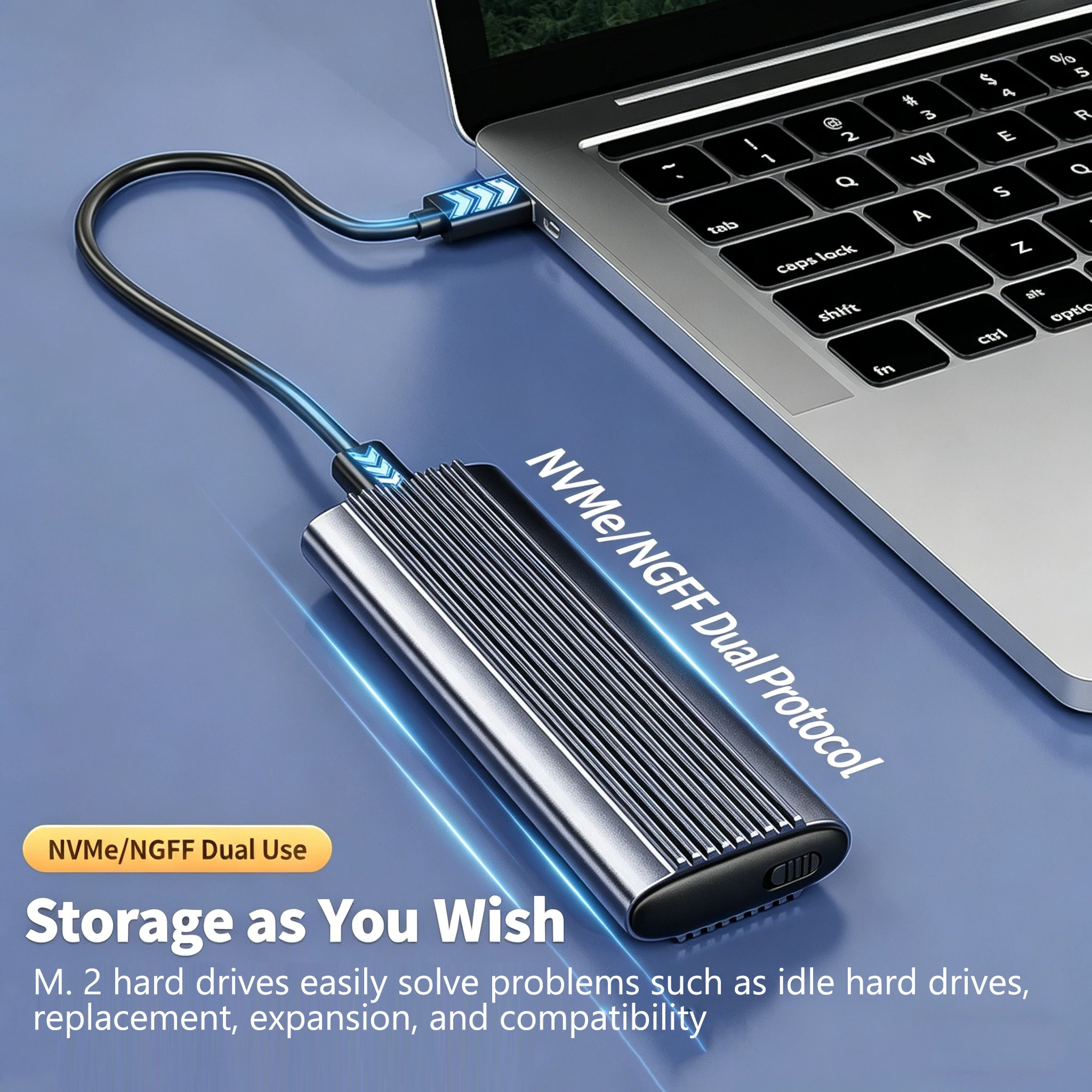 M.2 SSD 인클로저 NVMe SATA 알루미늄 듀얼 프로토콜 SSD 케이스 10Gbps USB3.1 PCI-E 솔리드 스테이트 드라이브 박스 툴리스 노트북 컴퓨터용