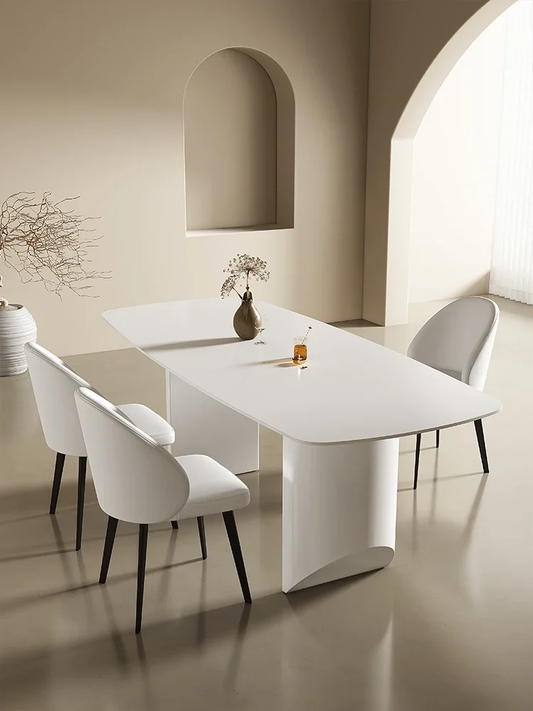 

Custom-made white rock table small family intended minimalist cream style dining luxurious modern and simple rectangle