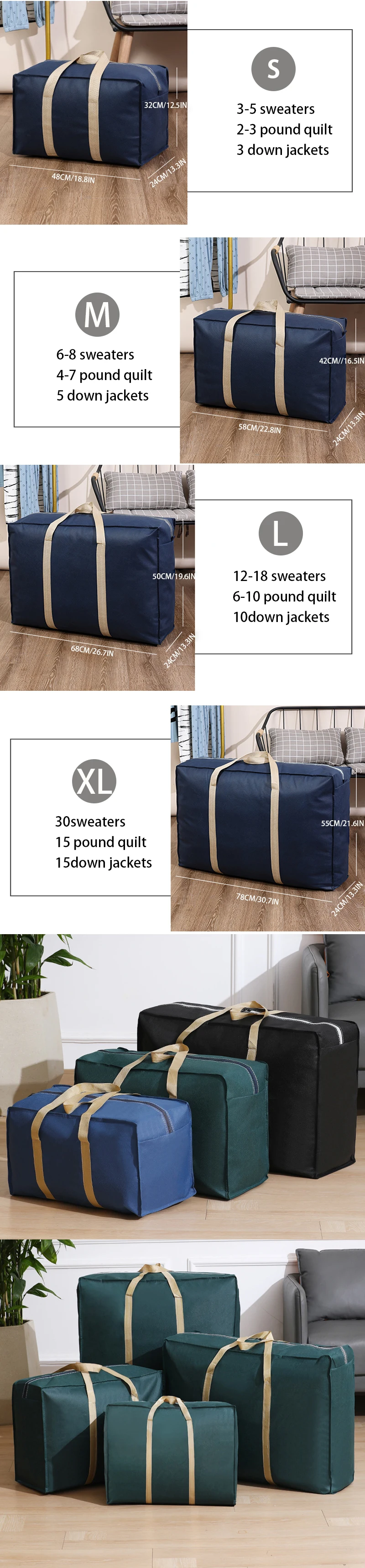 Description Picture 4 of itemFoldable Large Capacity  Moving bag, Space Saving, Dust-Proof and Removable, Quilt Storage , moisture-proof non-woven bag