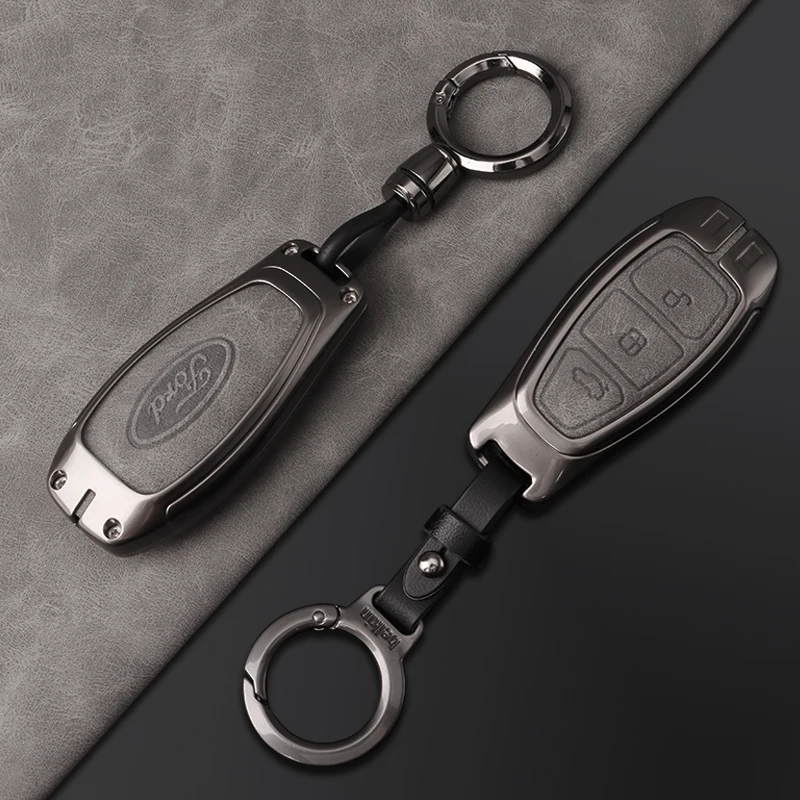 Key Case Key Case Cover Car Key Shell Car Leather Remote Key Case Fob Cover Shell for Ford Focus 3 4 ST Fiesta Fusion Kuga Ecosport Mondeo MK3 MK4 Protect Accessories