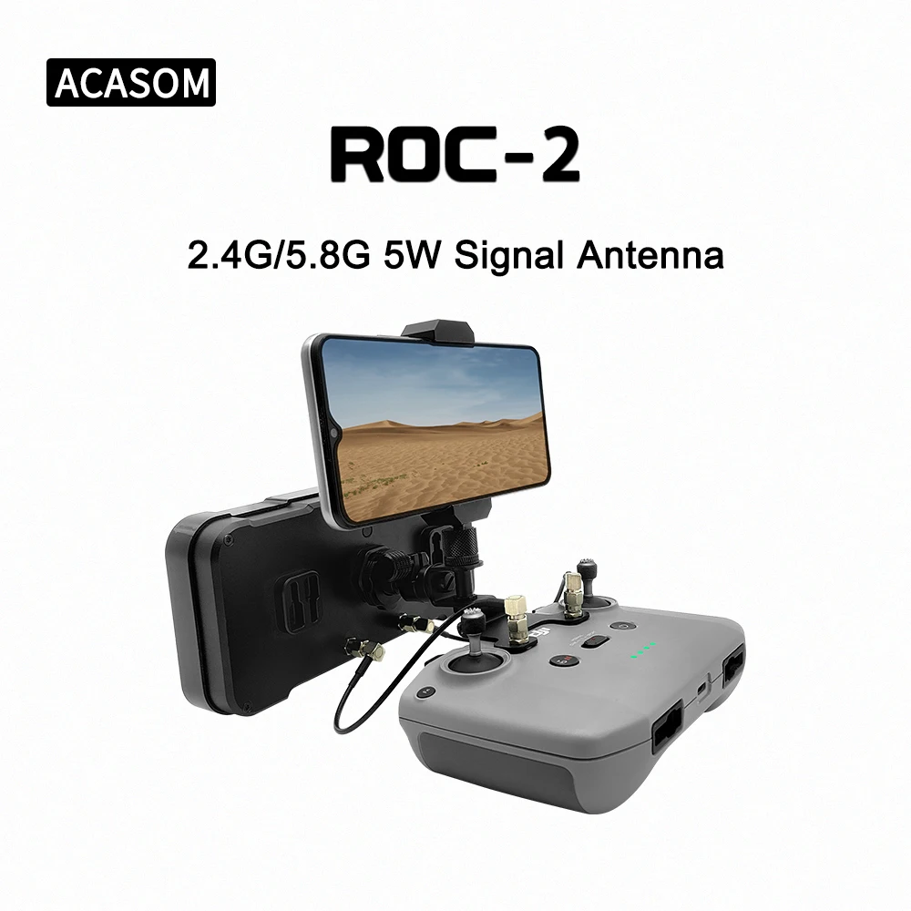 Roc2 2.4G/5.8G 5W Dual-Band Signal Booster Antenna Range Extender Remote Per Dji Mavic 3, 3T, Matrix E Autel Quadcopters