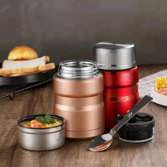 Boîte à déjeuner isolante en acier inoxydable, soupe avec cuillère, conteneurs, tasse thermique, flacons sous vide de 500ML 750ML, Thermosbeker 2