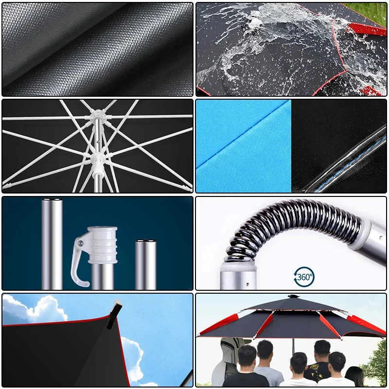 Folding Fishing Umbrella Rainproof Sun Protection Anti-UV Wind-resistant Thickened Adjustable Outdoor Large Fish Umbrella fold parasol