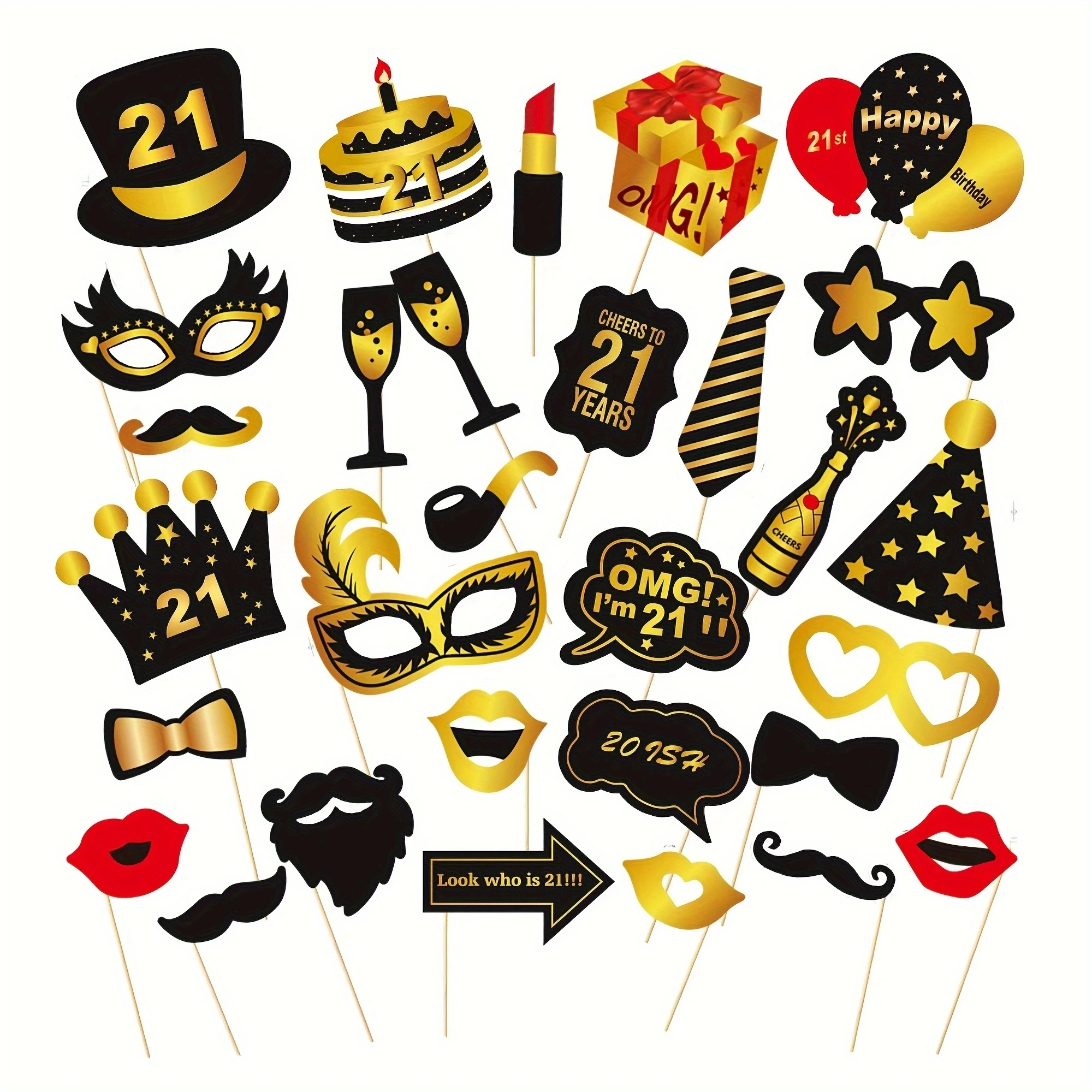 30pcs 40th universal birthday photo props birthday party props set party decoration photo supplies