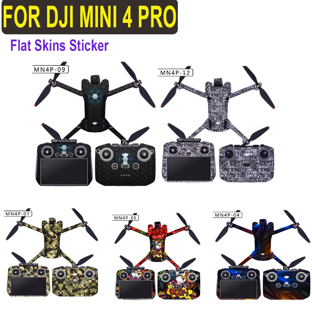 for DJI Mini 4 Pro Sticker RC 2 Skins Flat Protector Cover Anti-Scratch Waterproof RC-N2 PVC Sticker For mini 3 pro Accessories