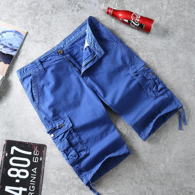 

Solid Color Pocket Men's Military Cargo Shorts 2023 Brand Army Camouflage Tactical Shorts Men Cotton Loose Casual Short Pants