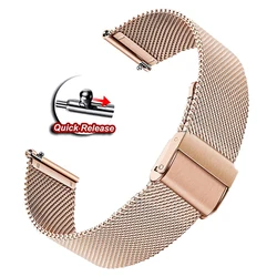 Elegant Milanese Mesh Stainless Steel Watchband - Premium Metal Bracelet Strap, 20mm/22mm - 22mm Universal (1 - Rose Gold)