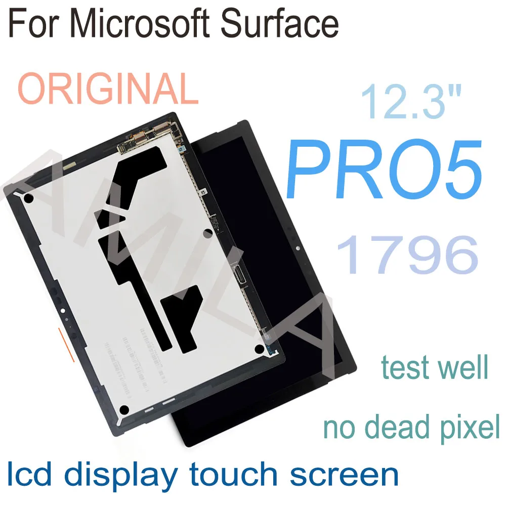 Testato 12.3 "Lcd Pro 5 Originale Per Microsoft Surface Pro 5 1796 Display Lcd Touch Digitizer Assembly Lp123Wq1 Pro5 Schermo Lcd