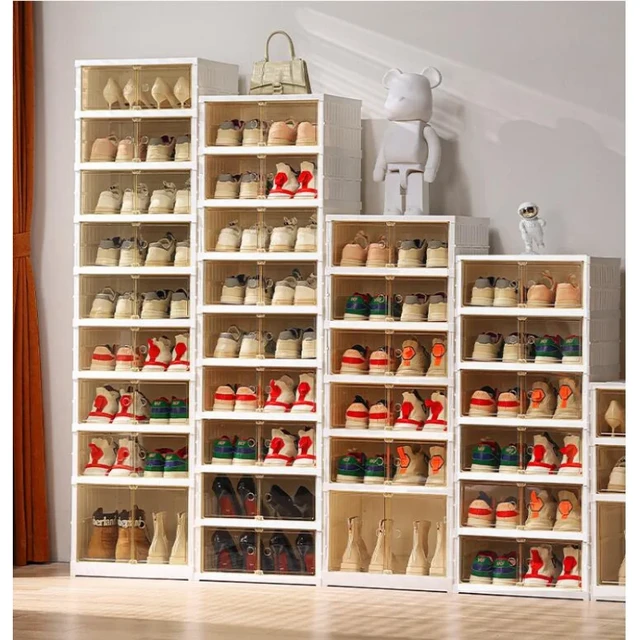 Foldable Space-Saving Closet Shoes Shelf Transparent No