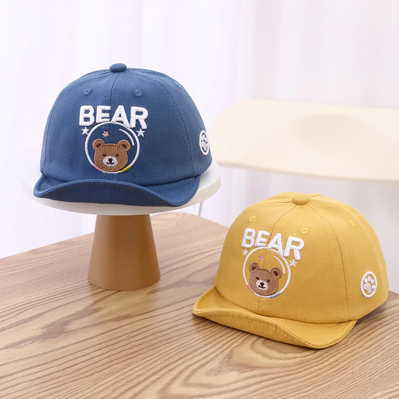 Summer Outdoor Baby Baseball Cap Cartoon Bear Baby Boys Girls Sun Hat Toddler Soft Letter Kids Children Beach Caps baseball cap baby hat kids caps