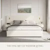 Luxurious King Platform Bed Frame, Velvet Upholstered Headboard with 2 Built-in Wall Sconces & Nightstands, Sturdy Metal & Solid 3