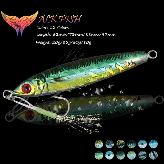 WALK FISH 20g 35g 60g 80g Metal Jig Fishing Bait Lures Sinking Artificial Bait  Tackle Shaking Iron Plate Lead Bass Jigging Lure - AliExpress