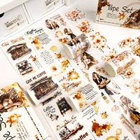 4Pcs/Set Vintage Girl Coffee Rose Washi Tape Pre-Cut Transparent PET Decorative Tape for Stickers Scrapbooking Journal Diary 1