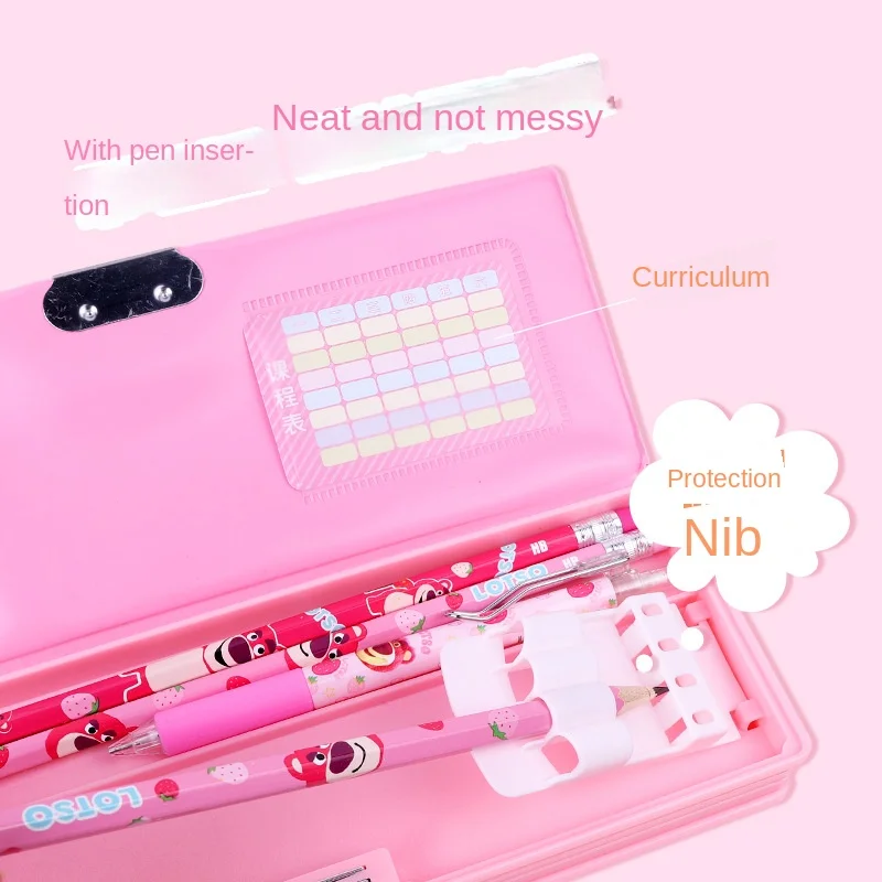 미니소 디즈니 시리즈 스티치 스파이더맨 귀여운 연필 가방, 두꺼운 대용량 문구 상자, 고가 문구 연필 가방