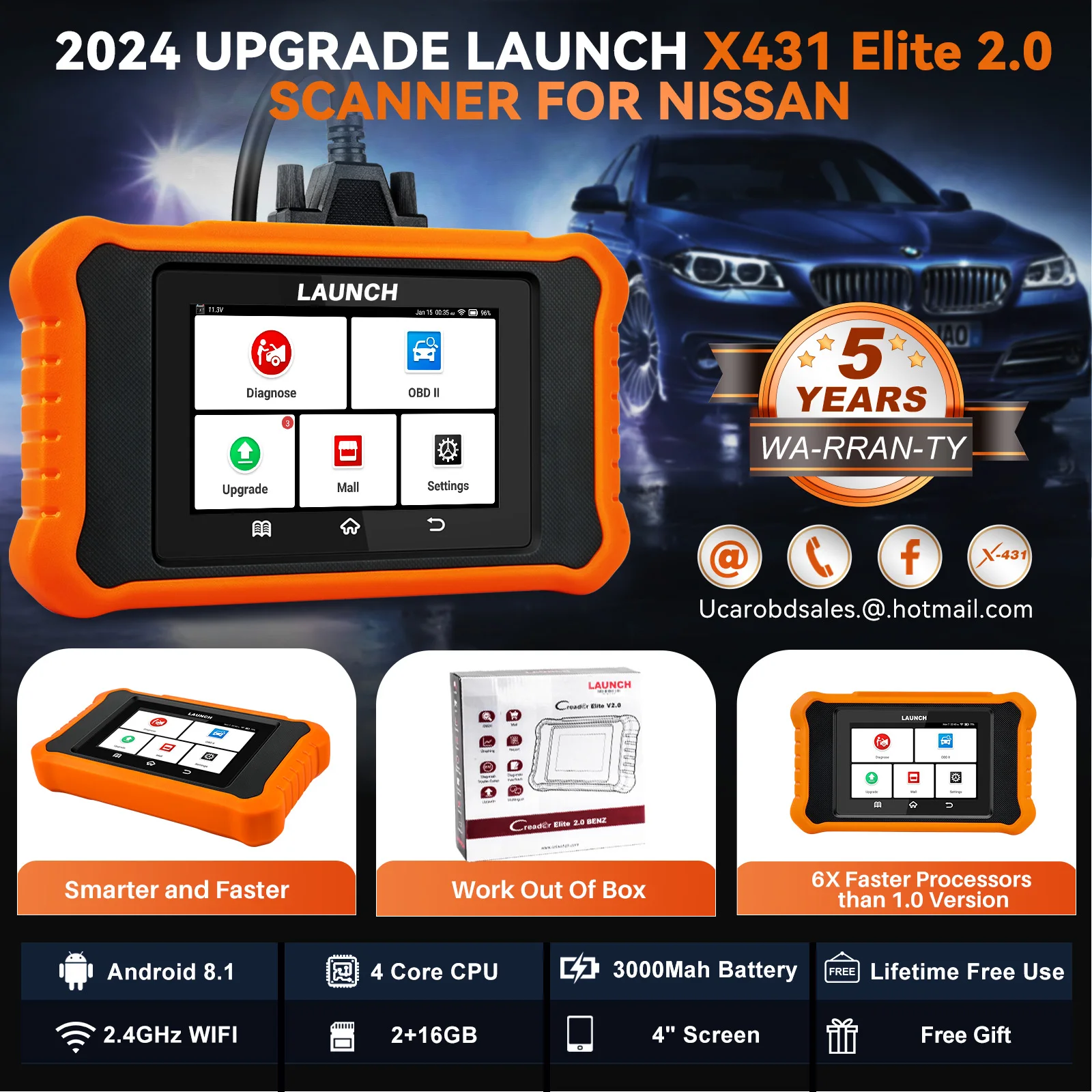 【for Honda ,Acura】2025 LAUNCH X431 Elite V2.0 for Honda ,Acura Bi-Directional Scanner,Full System all reset car Diagnostic Tool 6