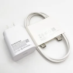 SAMSUNG 25W Super Fast Charger Quick 3A Type - C Adapter Cargador - White US and Cable