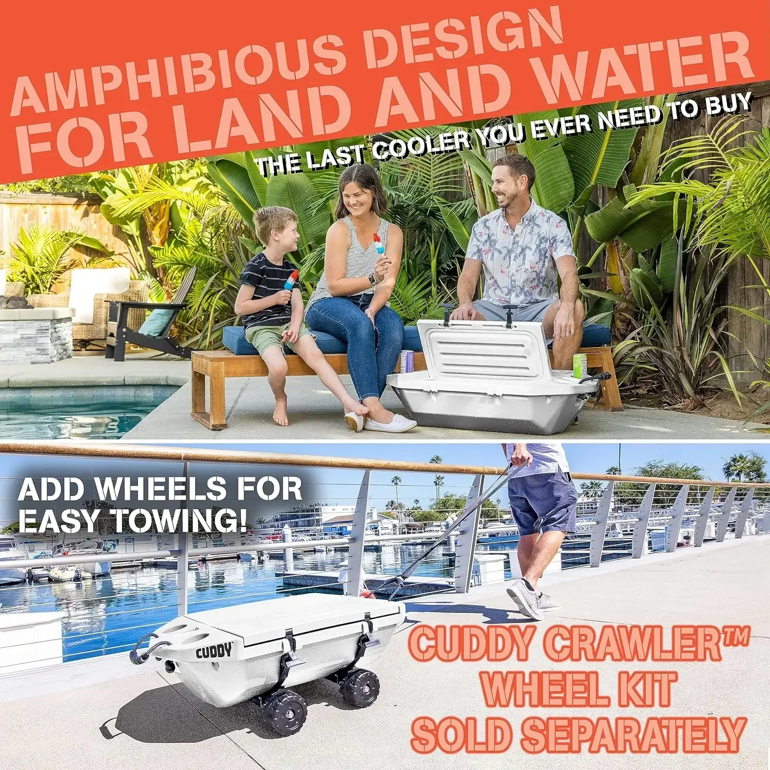 HOT Floating Cooler and Dry Storage Vessel &ndash; 40QT &ndash; Amphibious Hard Shell Design-Multiple Color Options