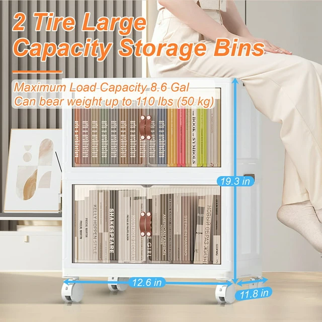 Durable Folding Storage Bins Organizer 2 Tier,Stackable Bins with Lids for  Storage,Containers Organizer for Bedroom Living Room - AliExpress