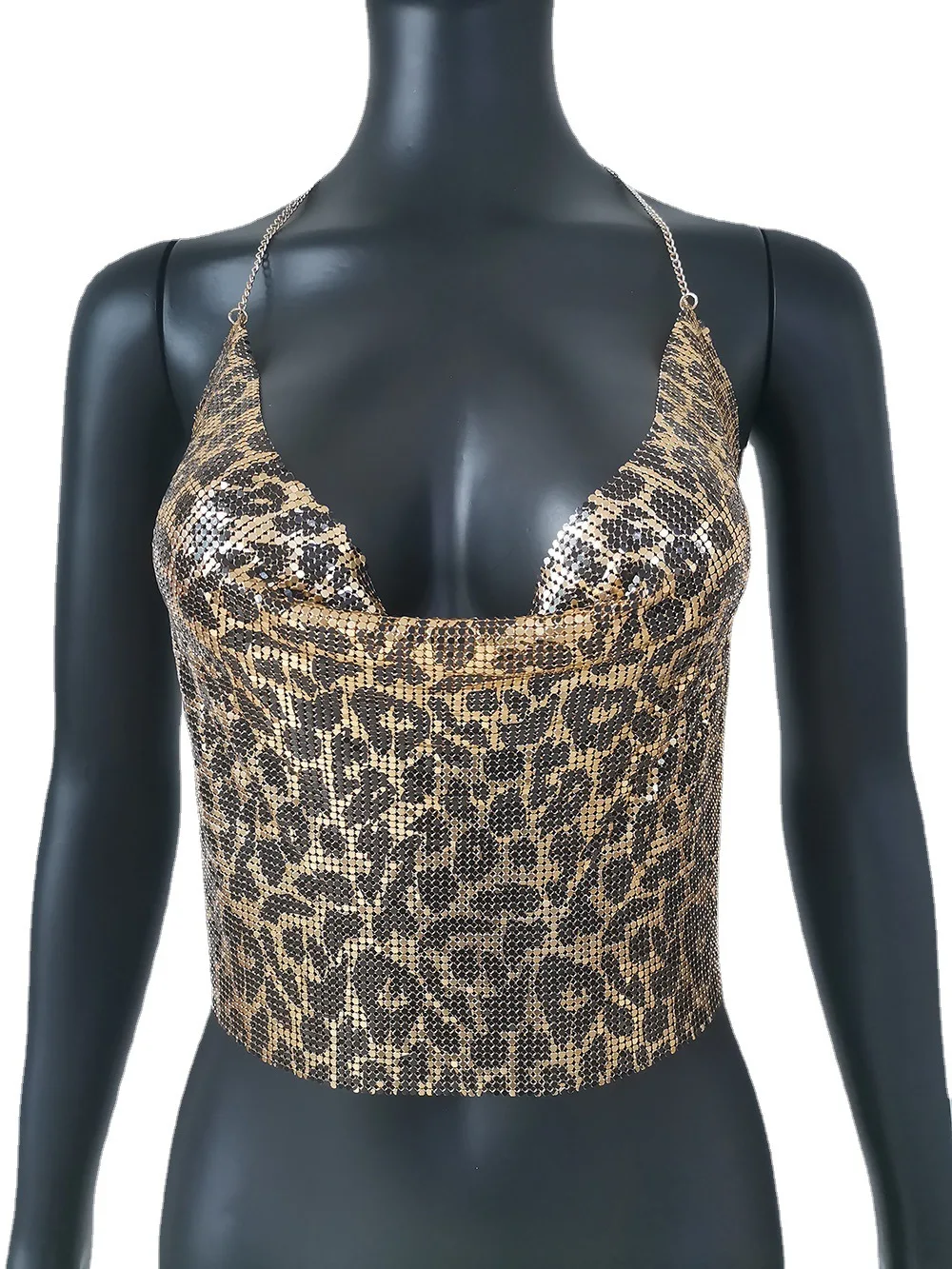 

Women's Spaghetti Strap Sexy -Wrapped Chest -Back Metal Leopard Chain Vest Night Shop Music Festival Carnival Spicy Girls Top