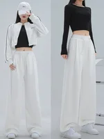 Women Pants 2024 Spring Summer Casual Women Elastic Waist Straight Sprots Trousers Cargo Long Pants Outside Loose Trousers - Image 4