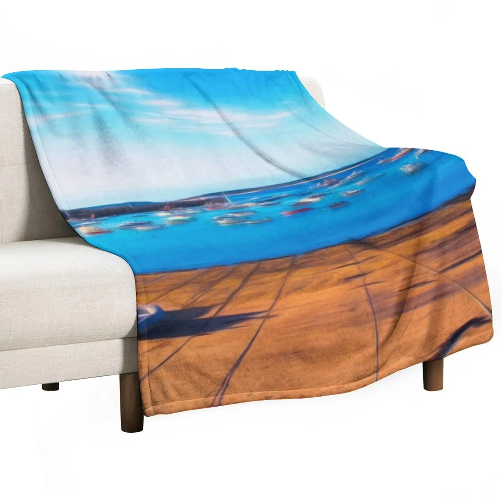 

Town Beach water colour Throw Blanket Luxury Blanket Soft Bed Blankets