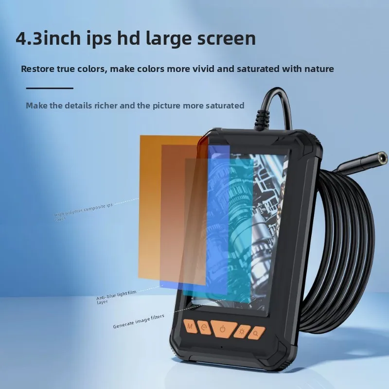 내시경 카메라 4.3인치 IPS 스크린 IP67 방수 내시경 자동차 엔진 검사 파이프라인 수리용 8개 조절 가능 LED