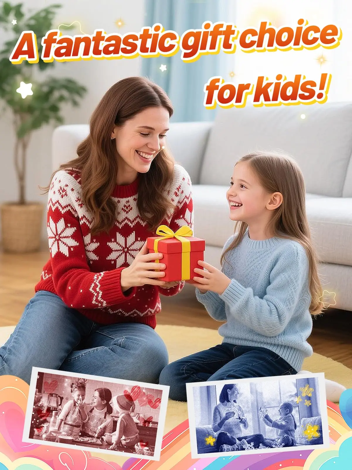 Kids Camera Thermal Paper White-Based Colors HD Photo Printer Paper for Ages 4-10 Boys & Girls Instant Print Christmas Gift