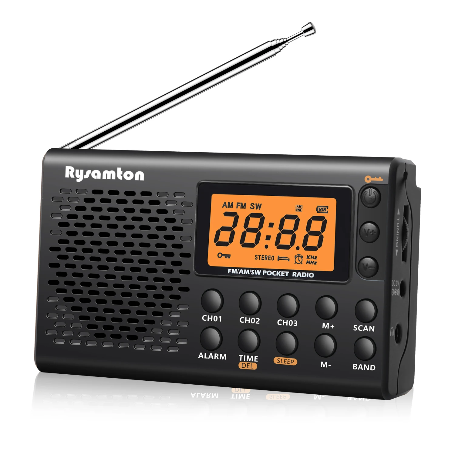 Yorek Portable AM/FM Shortwave Radio Big digital display with Sleep