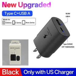 25W Super Fast Type C Charger Adapter by Samsung - Black 25w US Plug
