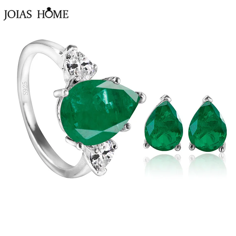 Joiashome Set Di Gioielli Vintage Per Donna Lab Paraiba Tourmaline Emerald Wedding Party Orecchini Anello Set Anniversario Incontri Regalo