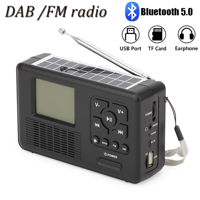 Mini Radio portatile DAB/FM Radio solare a manovella altoparlante Bluetooth  con supporto per torcia LCD TFT TF Card/USB/cuffie Play - AliExpress