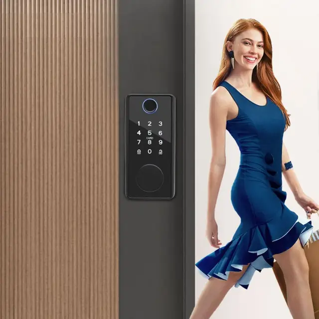 Aluminum Alloy Smart Card Digital Code Lock Anti-theft Design Bluetooth-compatible Biometrics Door Lock Easy Installation 5