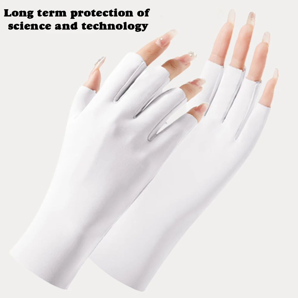 Fingerless Long Gloves Cool Summer Gloves for Gel Nail Lamp