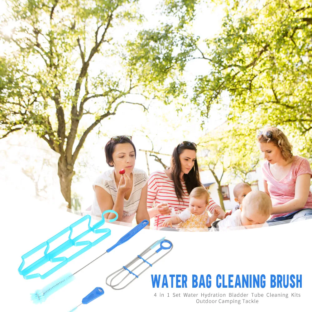 4Pcs Hydration Water Bladder Cleaning Kit Multifunction Water Bladder Tube Brush Water Bag Cleaning Brush Kit for Water Tank