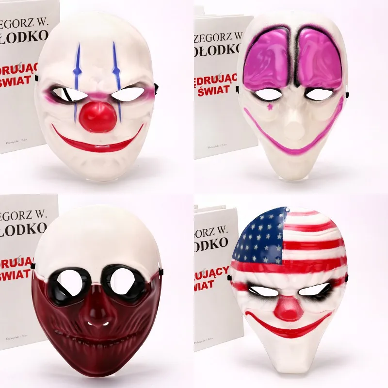 

Masquerade Party Scary Clowns Carnival Mask Halloween US Flag Clown Masks Payday 2 Horrible Funny Pay Day Mask Prop Supplies
