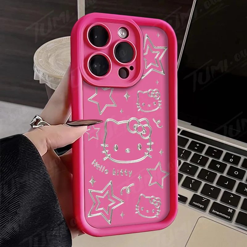 thumbnail image 1 of Sanrio-funda de teléfono con estampado de Hello Kitty para iPhone, carcasa de silicona a prueba de golpes para modelos 14, 15 Pro Max, 13, 12, 11, X, XS, XR, 7, 8 Plus, SE 2020, 1 of 5