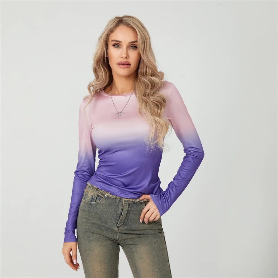Camisetas básicas de Color liso para mujer, camisetas informales de manga larga, jerséis ajustados para otoño y primaver