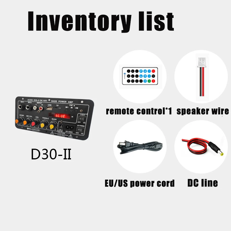 110V 220V 12V Digital Bluetooth Amplifier Board Subwoofer Dual Microphone Karaoke Amp Speaker Home Theater DIY 30W
