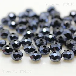 Isywaka Deep Blue Faceted Crystal Glass Rondelle Beads - 50pcs (Ink blue)