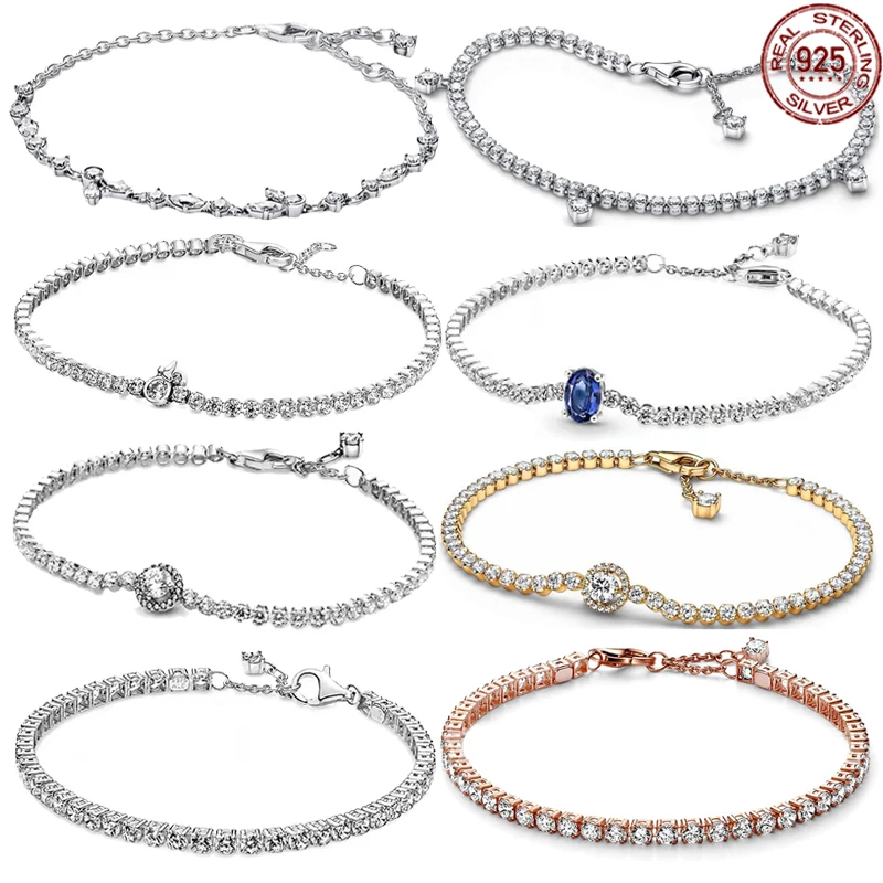 

2023 New 925 Sterling Silver Shining All Zircon Bracelet with Charming Beads Perfect Match DIY Exquisite Gift for Girlfriend