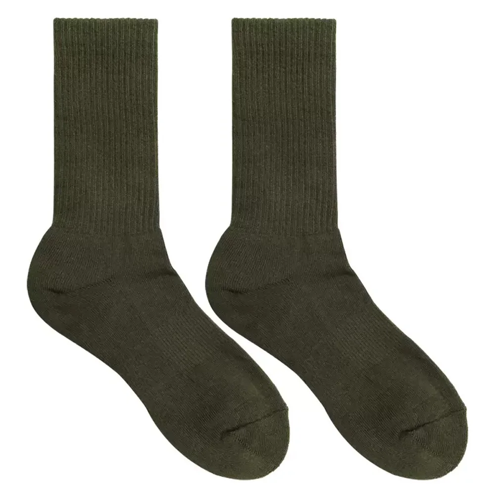 Men's Tall Long Xinjiang Cotton Army Green Towel Bottom Sports Cotton Socks Sweat Absorbent Socks