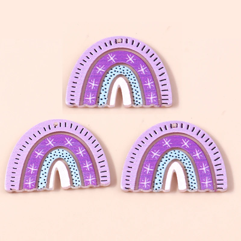 Leslie 10 Stück große, schöne Regenbogen-Charms-Anhänger aus Kunstharz für Ohrringe, Armbänder, Halsketten, DIY-Schmuck, Zuhause, Dokumente, hängende Anhänger – Detail 8