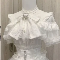 Japanese Kawaii Lolita Lace Patchwork Blouses Summer Women Harajuku Single Breasted Sweet Shirts Summer Girly JK Bow Tops Blusas - Image 2