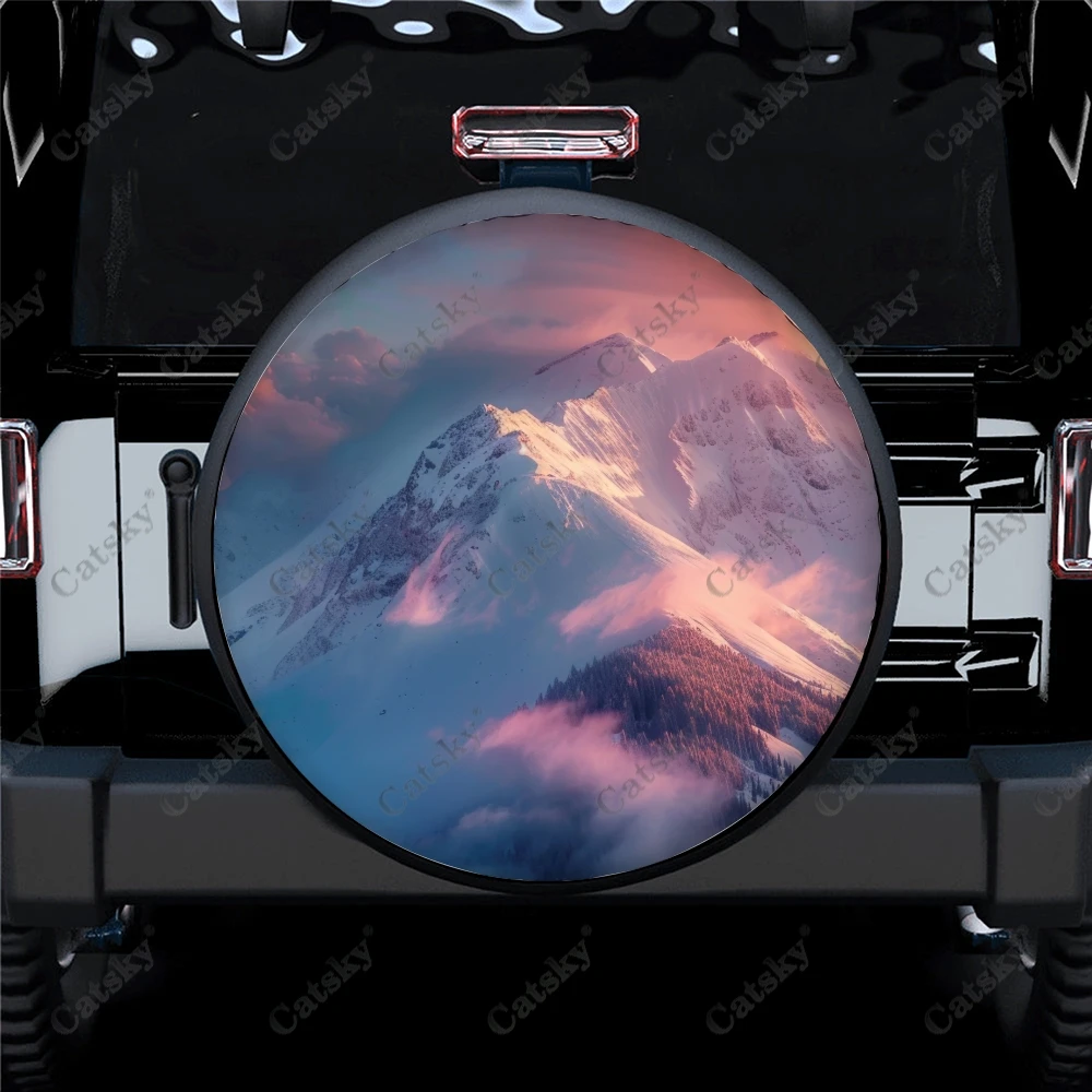 

Покрытая снегом горная Универсальная крышка для запасных колес из полиэстера пользовательские покрышки для шин для прицепа RV SUV грузовика кемпера