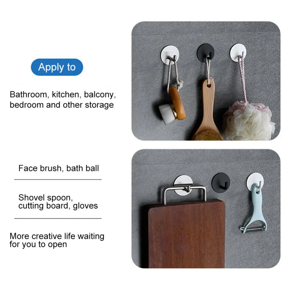 JS Self Adhesive Hooks Sticky Hooks Extra Strong Stick On Wall Over Door For Hanging Clothes Coat Robe Bath Towel In Bathroom Shower Kitchen - View #4
