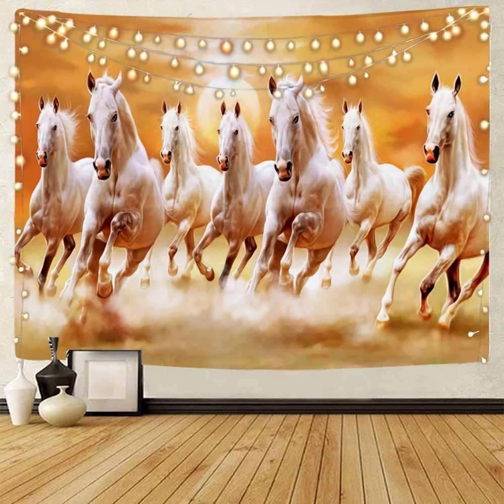 Illustrated decorative tapestries for galloping horses, grassland galloping horses, and flying galloping horses